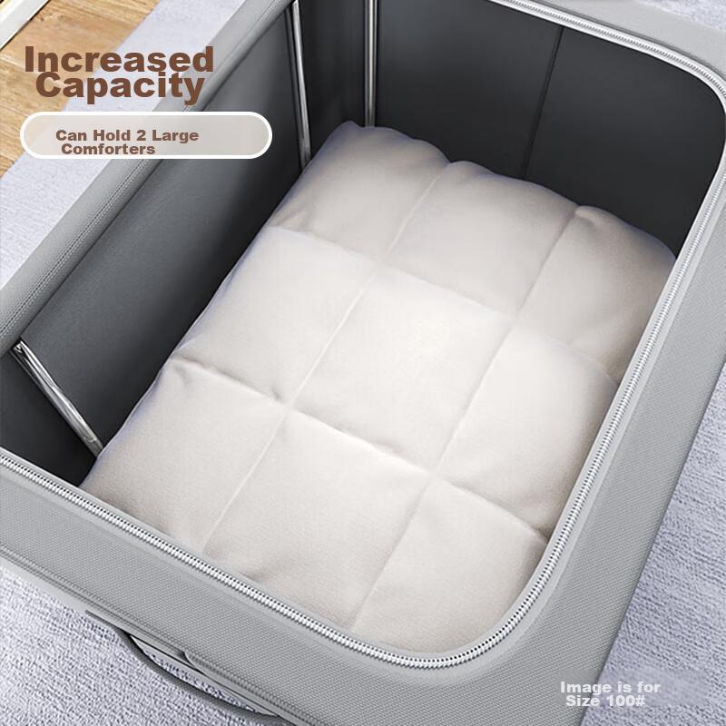 Jiabangshou Fabric Storage Box, Clothes Organizer Box, Quilt And Garment Storage Box, U-Shaped Window, 66L, 1 Piece