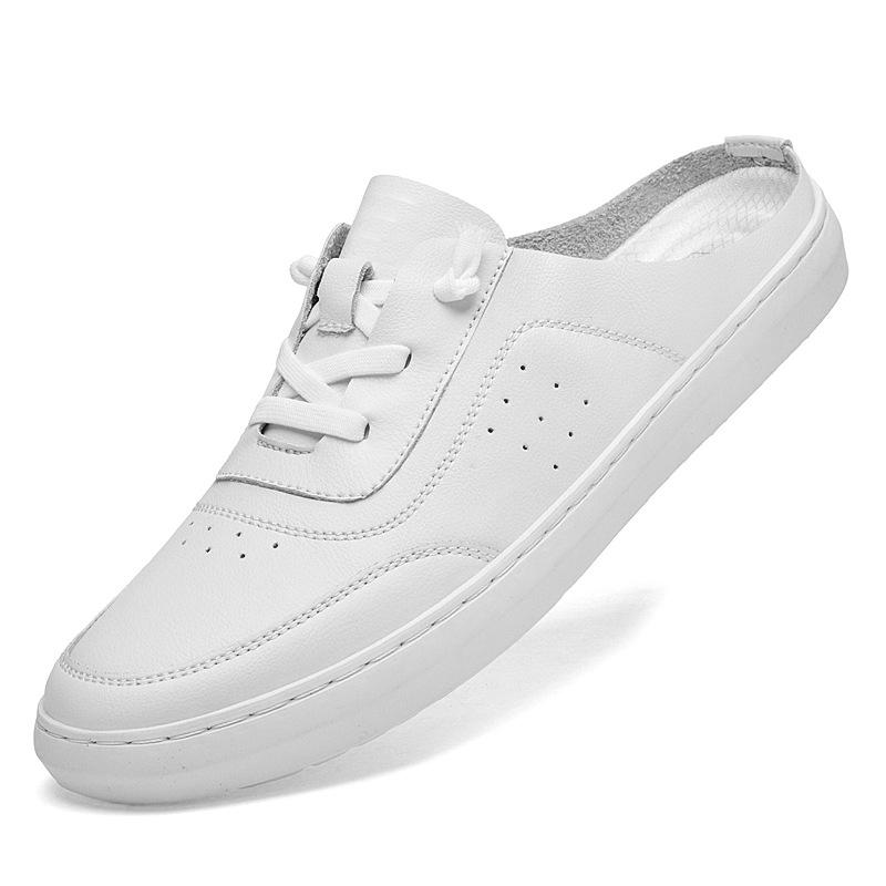 Men s Breathable White Slip-On Casual Shoes - Spring/Summer Half-Open Design 42 белый