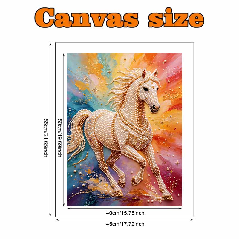 Pearl Painting 5D DIY Colorful Running Horse Gemstone Art Diamond Painting Kit for Adults/Beginners Gift Ideas Home Decor Wall Art
