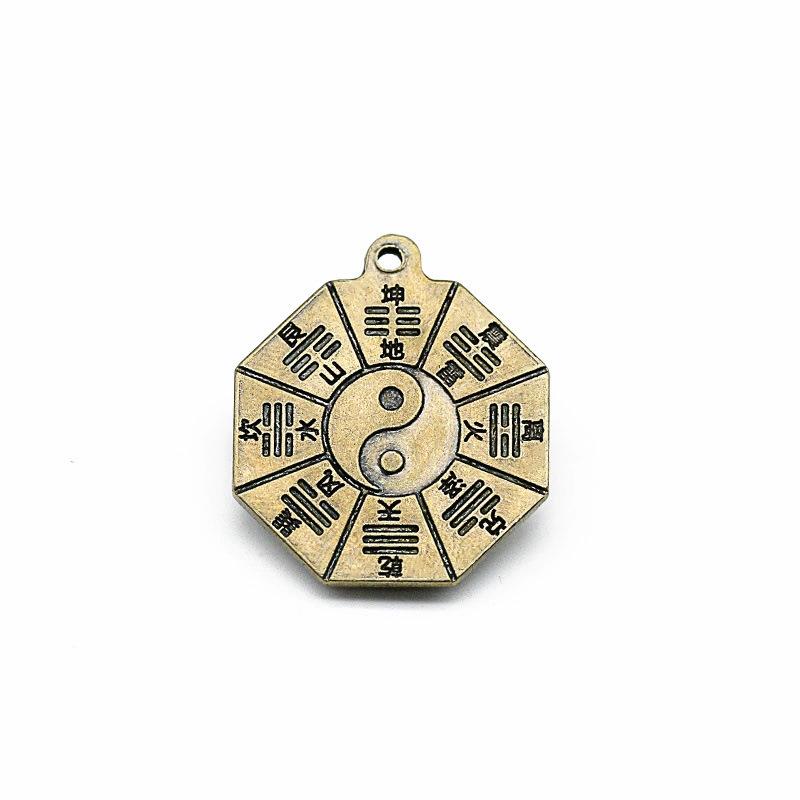 Double-Sided Pure Copper Tai Chi Bagua Pendant Keychain Talisman Ornament