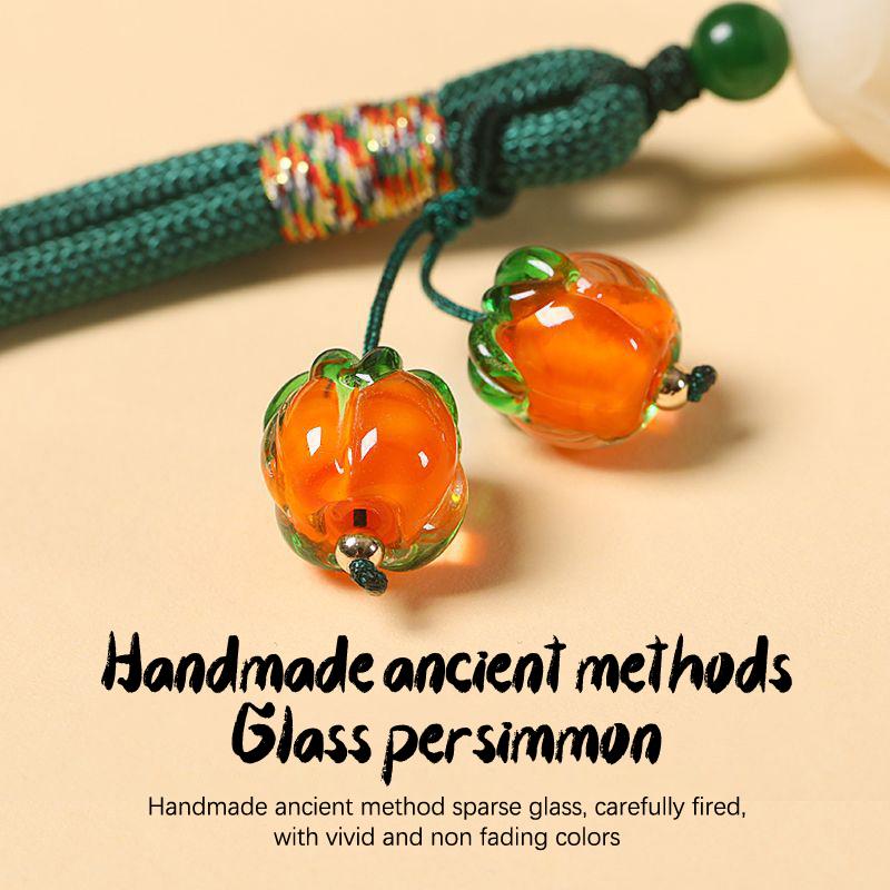 Liuli Persimmon Mobile Phone Chain Keychain Pendant Anti-Lost Wrist Lanyard Persimmon Bodhi Root Lotus Earphone Camera Chain
