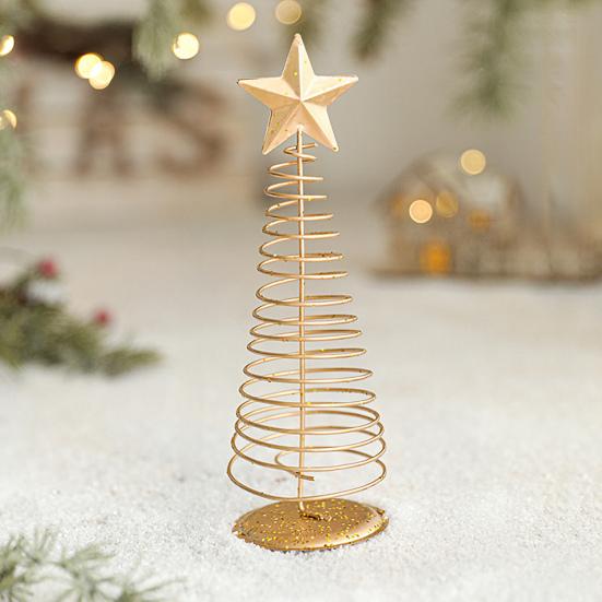 Yousheng Gold Spiral Christmas Tree Decor Glittering Tabletop Tree with Star Topper for Holiday Home Office Table Centerpiece Mantel Shelf Decor