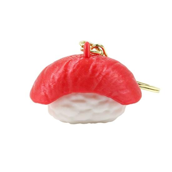 1/6Pcs 3D Printed Sushi Clicker Keychain, Stress Relief Push Button Fidget Toy, Finger Clicker Keyring Pendant Backpack Handbag Charm