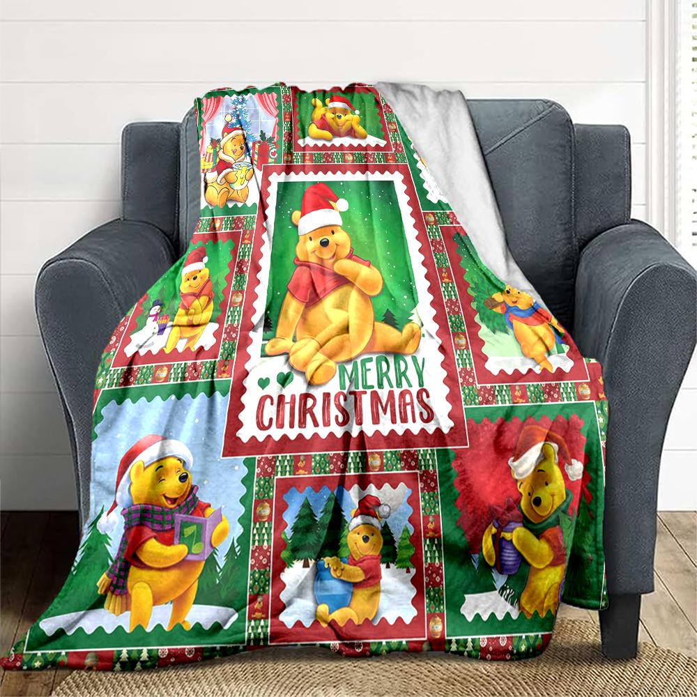 1Pc Christmas Winnie Pooh Blanket Soft And Comfortable Casual Warm Camping Travel Christmas Halloween Xmas Gift M924570