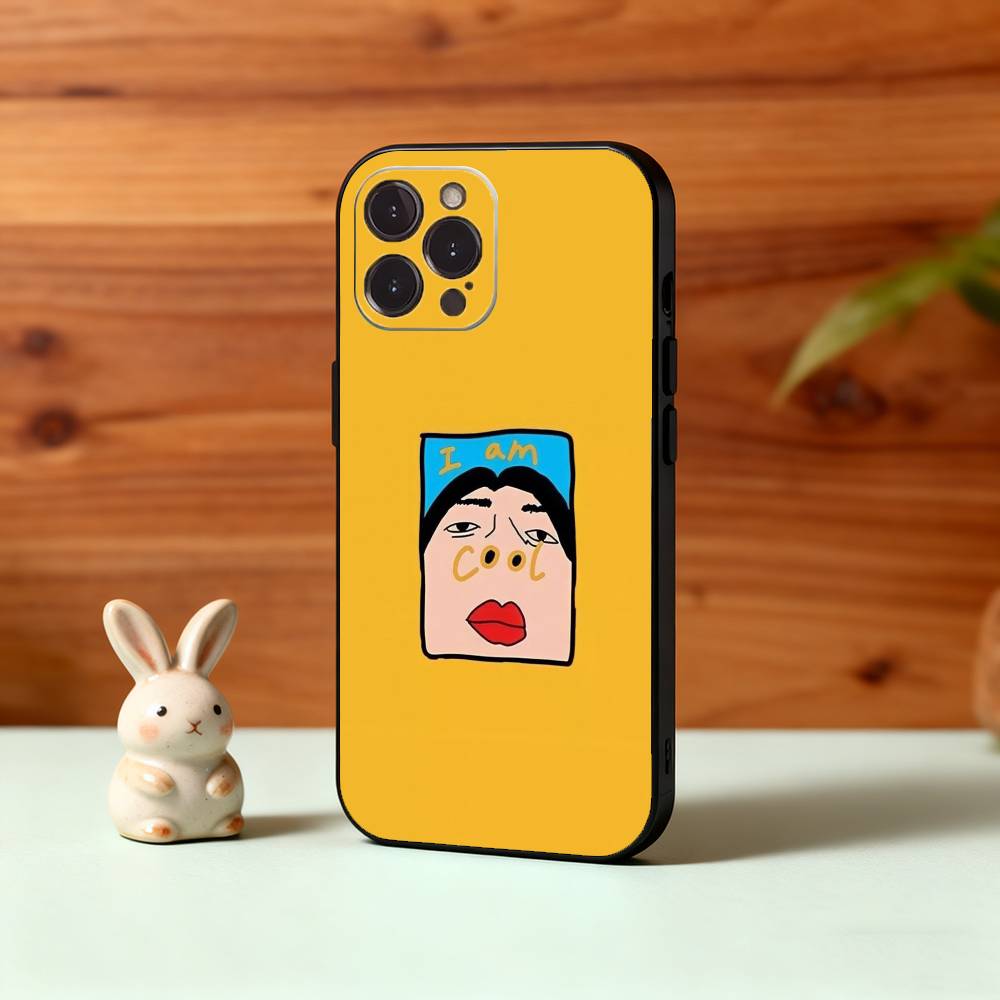 1PC F-Funny E-Exaggerated Face Emotion Phone Case For iPhone17,16,15,14,13,12,Plus,Pro Max, 5G Others Soft Black Cover