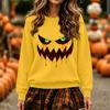 Women's Halloween Print Long Sleeve Neck Sweatshirt Fashion Casual Pullover