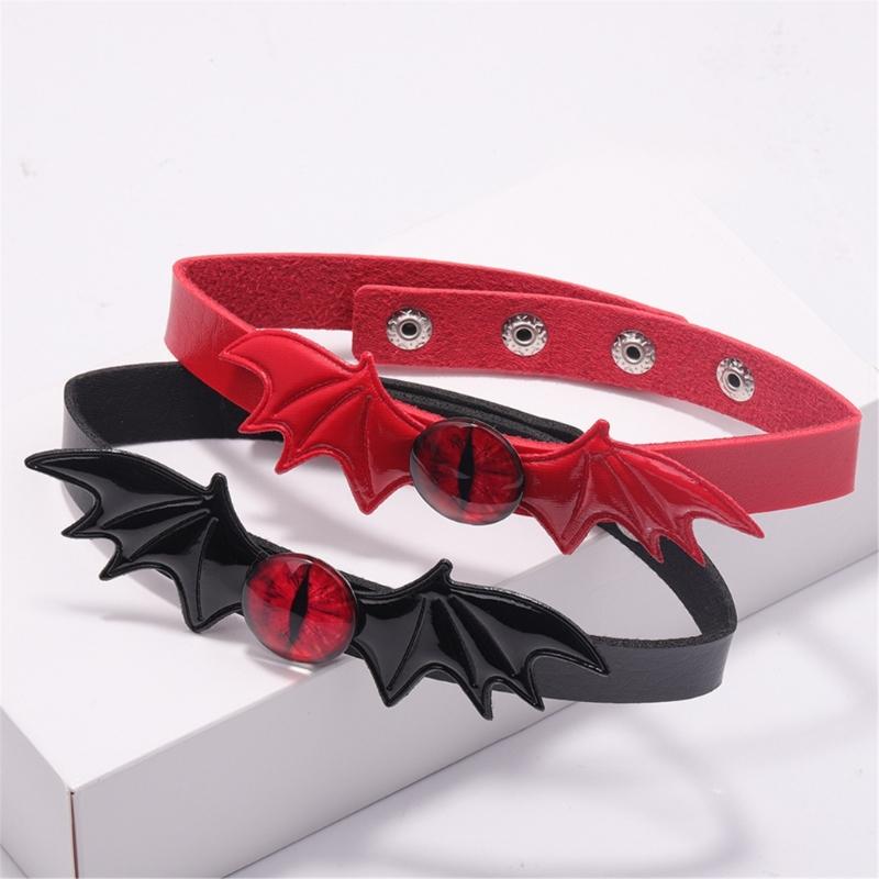 Halloween Devil Bat Wing Choker Necklace, Leather Bat Choker, Leather Collar Necklace for Women Halloween Cosplay