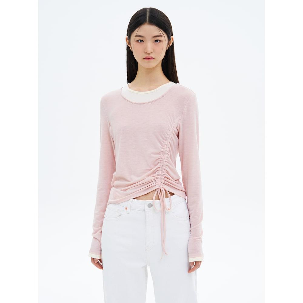 8Seconds Shirring Detail Long Sleeve T-Shirt Beige Beige/S