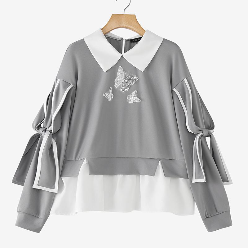 ZANZEA Damska bluzka na co dzień z kołnierzykiem i długim rękawem