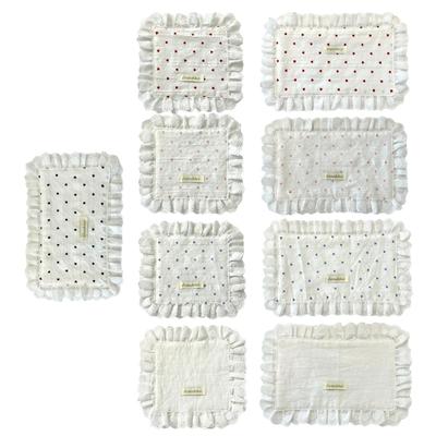 Jogo Americano Elegante com Rendas Babado e Guardanapos de Algodão com Design de Coração Tecido Durável para Decorações de Festa de Mesa de Jantar