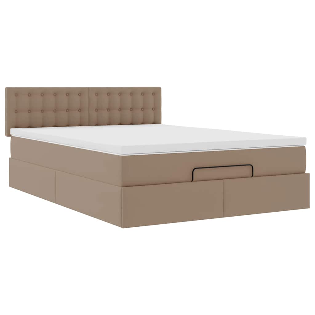 Ottoman Bed with Mattress Cappuccino Brown 140x190 Cm Faux Leather