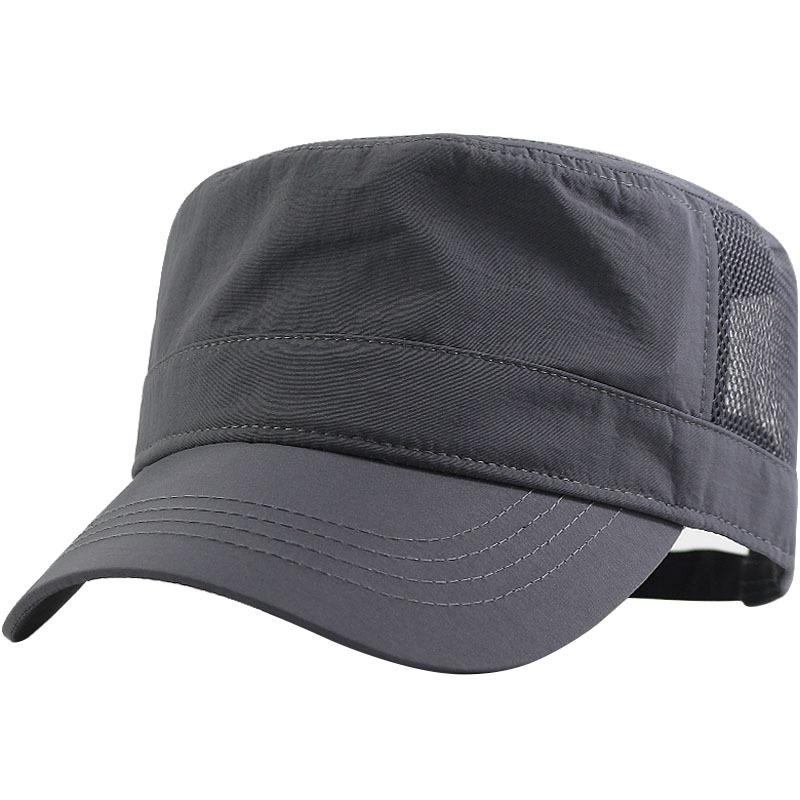 Hat Men's Summer Grid Large Flat Top Hat Men's Hat Big Head Large Quick Drying Shade Cap