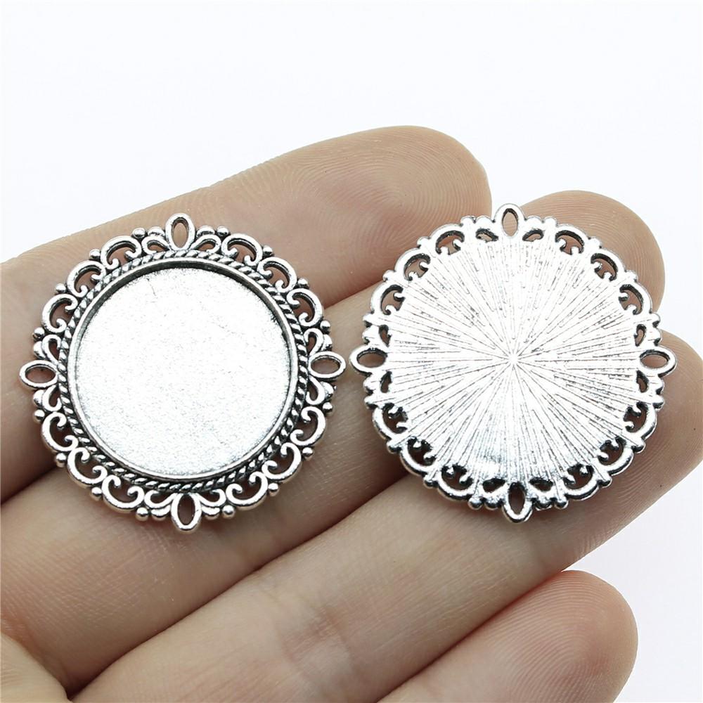 

10pcs Fit 20mm Round Glass Cabochon Base Setting Pendant Tray For Jewelry DIY Making Antique Silver Color FM4025