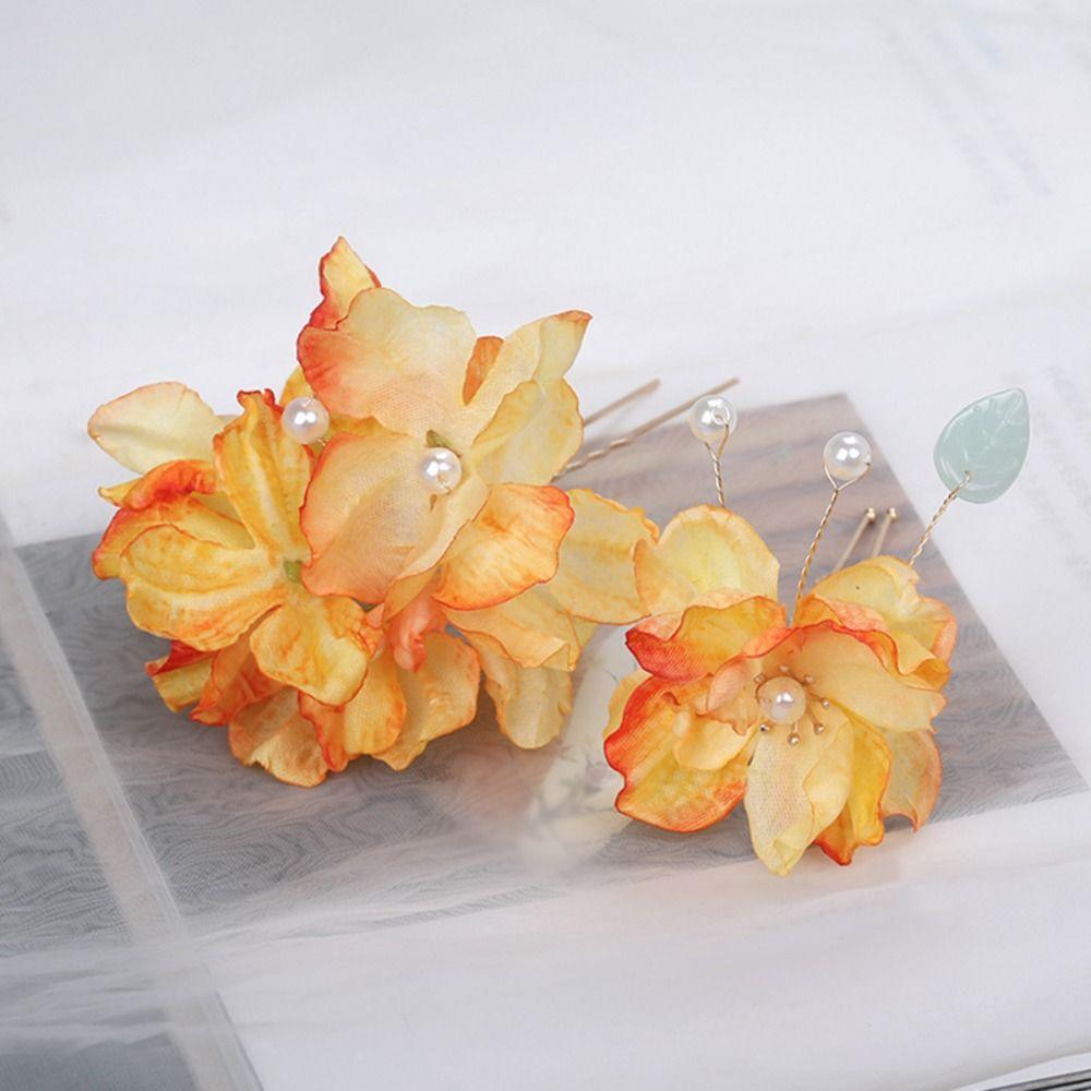 New Artificial Flower Floral Hairpin Forks Tassel Vinatge Hanfu Hair Accessories Chinese Style Multicolor Hair Clip Fork Hanfu