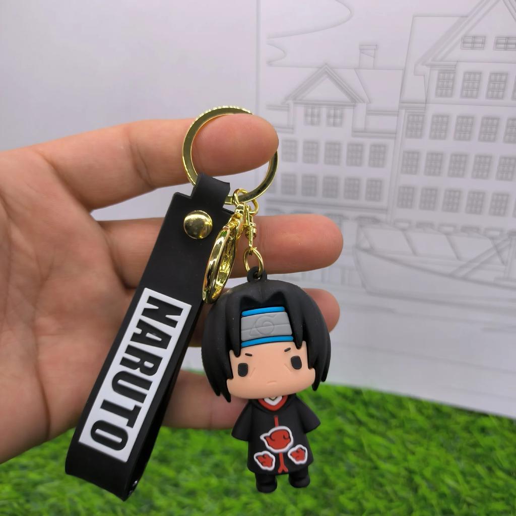 Naruto Keychain Fashion Jewelry Cartoon Cute Figure PVC Keyring Uzumaki Kakashi Action Figures for Men Women Bag Pendant
