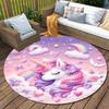 1Pc Cute Unicorn Circular Print Rug - Home Decoration Carpet For Living Room Bedroom Flooring Computer Chair Area Rug