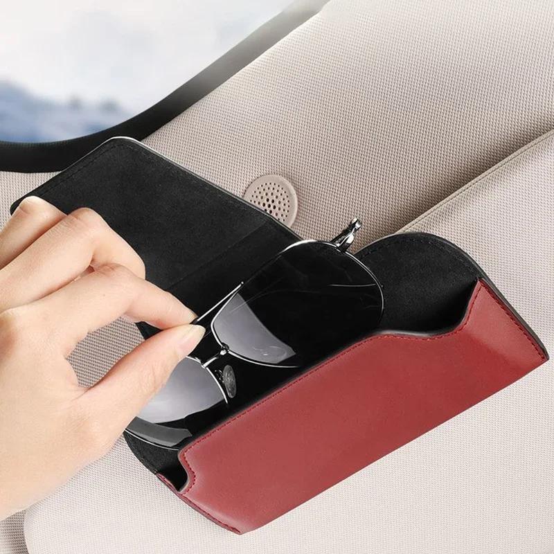 For Jeep Rengade Compass Patriont Grand Cherokee Glasses Clip Leather Car Sunshade Sunglasses Storage Box Auto Glasses Box ALN1