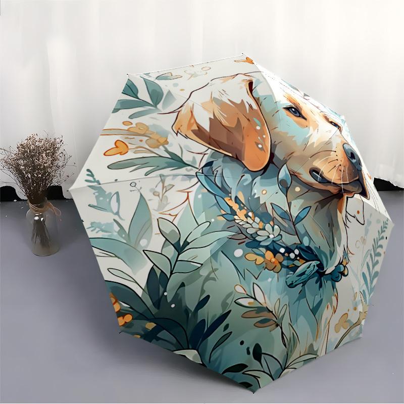 1pc Floral Pet Puppy Fashionable Automatic Opening/Closing Folding Umbrella with 8 Bones, Windproof Portable, Daily Use030