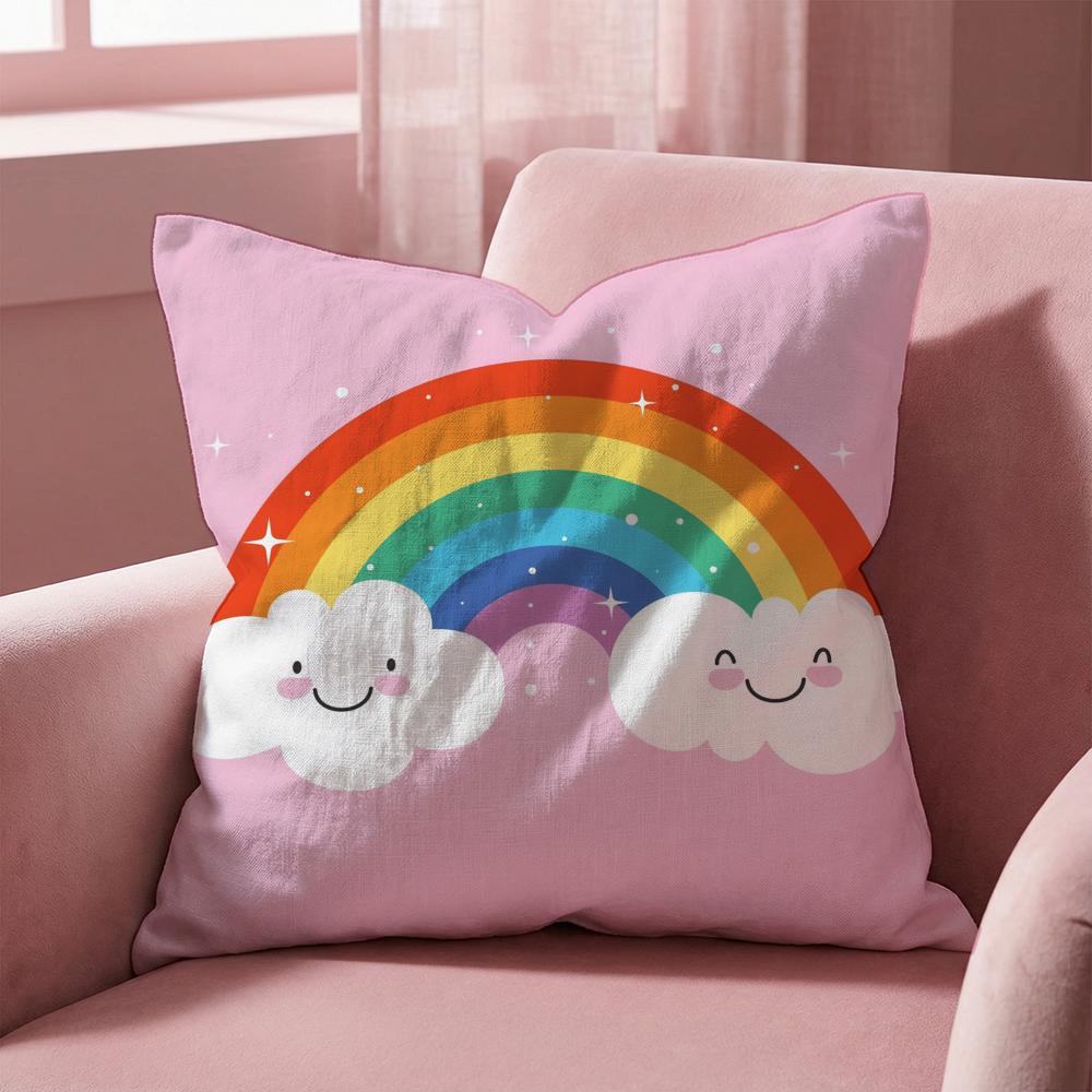 R-Rainbow THEME Cushion Cover Multi-Scene Pillow Cover for Home & Car - Reversible, Soft & Durable for Daily Use