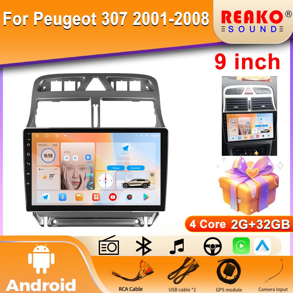 Autorádio Pro Peugeot 307 2001-2008 Navigace GPS Palubní kamera Carplay Autorádio Multimediální přehrávač 5G Wifi IPS obrazovka