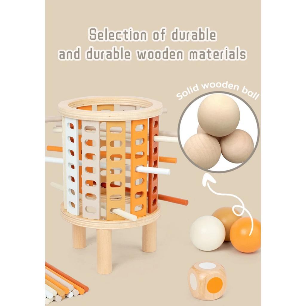Kids Balance Tower Pick Up Wooden Sticks Social Board Game Logic Thinking Challenge Brain Game Math Count Intellectual Toy Gift