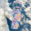 SITARAYURI 3D Flower Ice Cup, Large Capacity Portable Thermos Cup, Double Wall Cold-Keeping Design