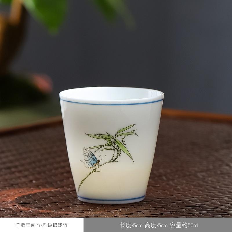Seladon çay fincanı seramik el boyaması usta tek fincan çay fincanı ev kung fu çay kasesi retro şapka fincan