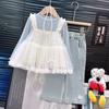 Baby Mädchen Set Herbststil Kinder Basishemd Unterhemd Rock Koreanische Version Jeans Dreiteiliges Set Kinder Outfits