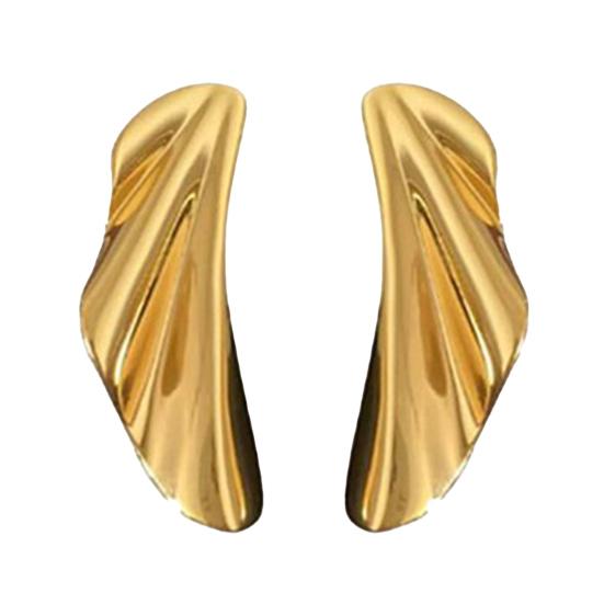 1 Pair Leaf Stud Earrings for Women Irregular Geometric Metal Leaf золотистый