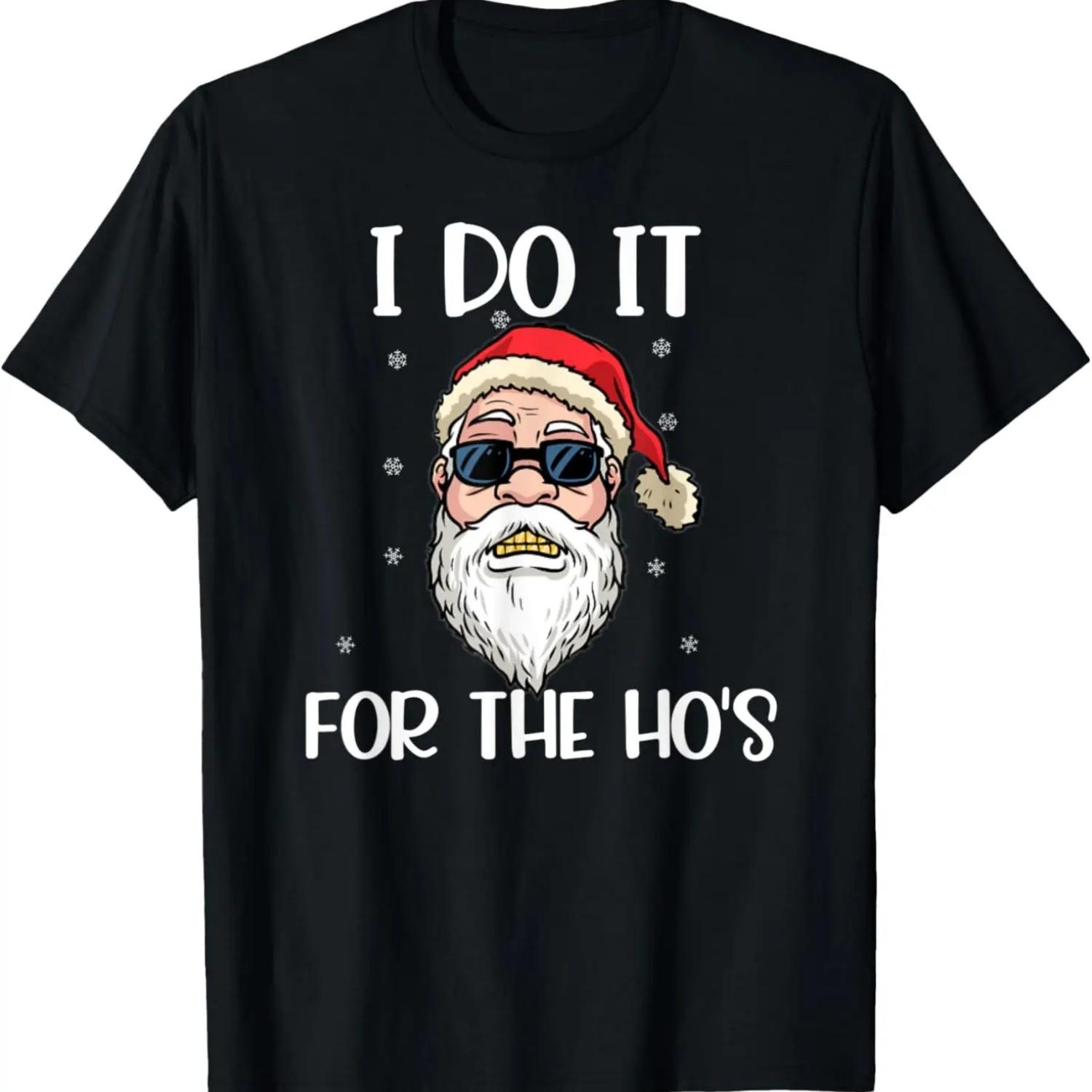 Mens I do It For The Hos Christmas Funny Humor Pajama T-Shirt S чёрный
