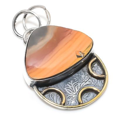 Naturalny kamień Mookaite Srebro Sterling 925 Dwukolorowy Wisiorek 1,81" n2P21