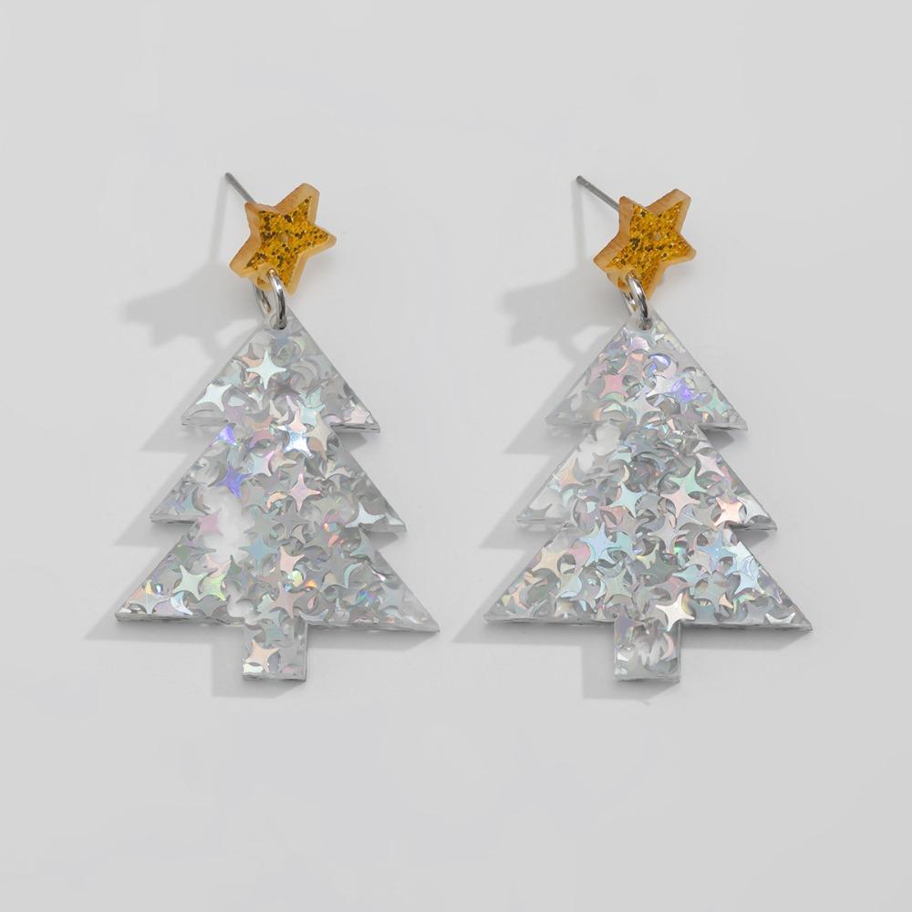 Dangle Christmas Tree Acrylic Earrings Bohemian Xmas Earrings Studs Merry Christmas Earrings  Party