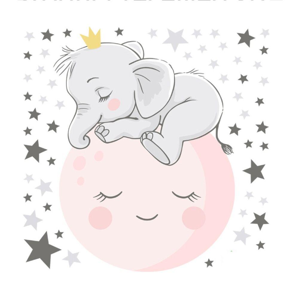 

Милый фоновый настенный декор для детской комнаты, наклейка на стену со звездой, наклейка со слоном, светящиеся наклейки, обои 1pcs