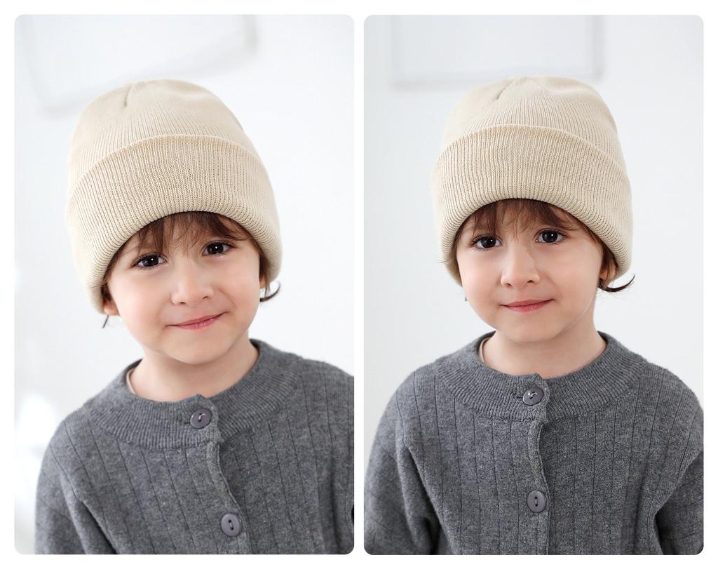 Kids Knit Beanie Cuffed Edge Solid Color Winter Hat Soft Stretch Warm Knit Cap for Toddler Boys Girls Unisex Cold Weather Outdoor Daily Headwear