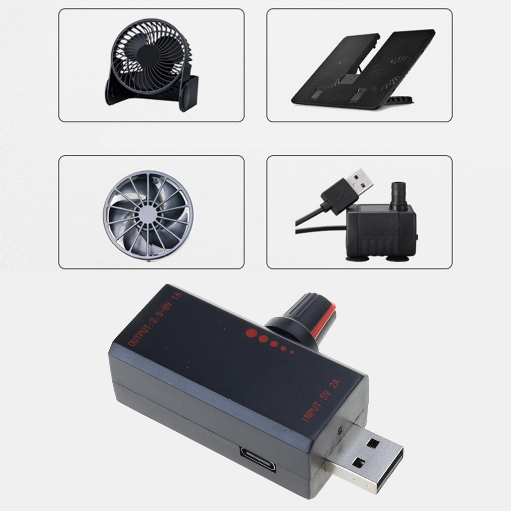 USB Fan Speed Regulator 5V2A USB Fan Stepless Speed Controller with Switchs for Offices 5V-9V1A Output Adajust Ranges