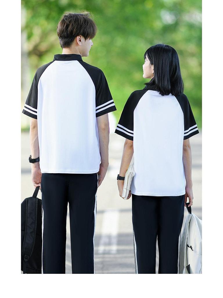 College Style Black Baseball Jacket Set for Students – 3-Piece Autumn Sports School Uniform