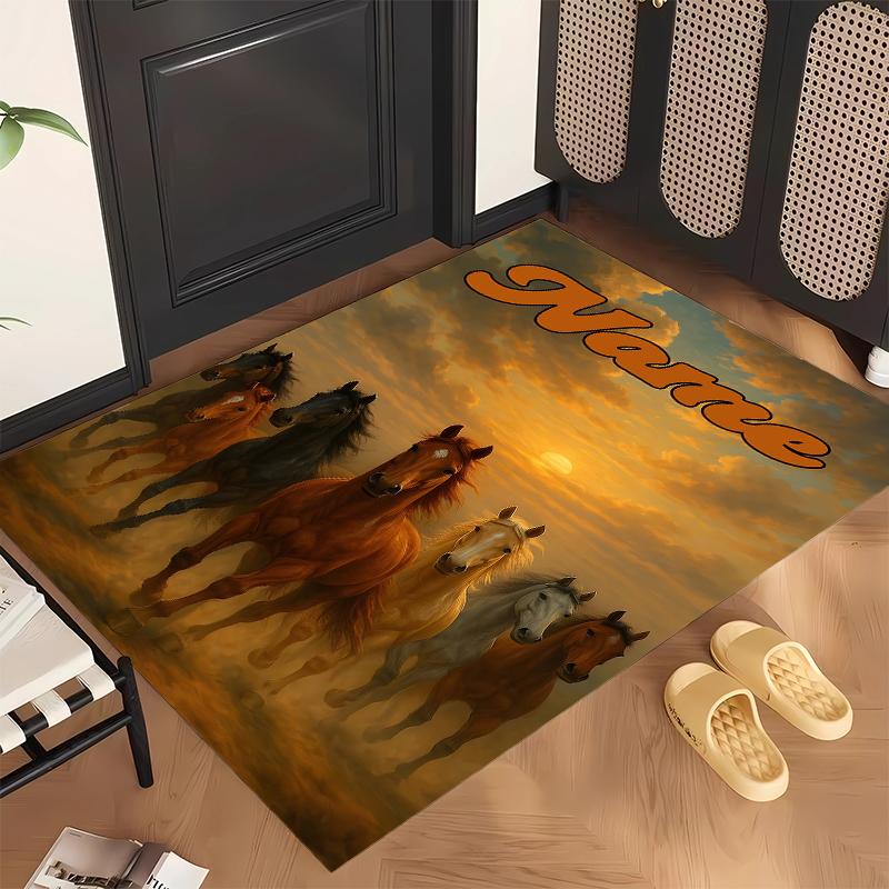 vivid horse (14) Personalized name Office Carpet Stylish Decor for Living Room Bedroom Kitchen
