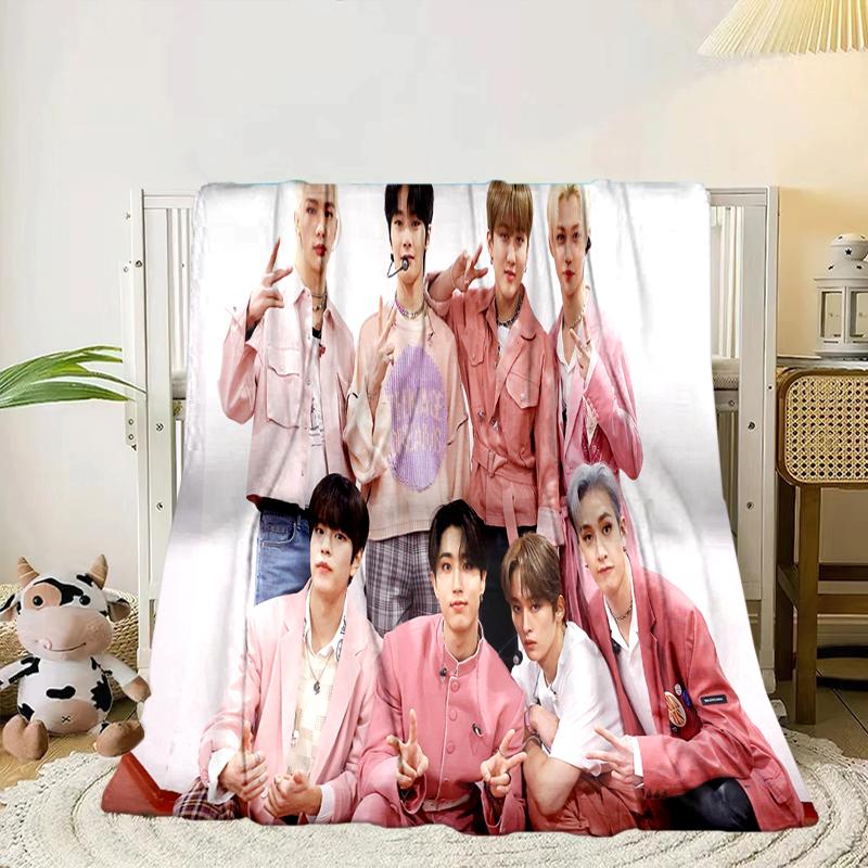 K-pop Group Poses Blanket Flannel Blanket for bed, sofa, Camping, Hiking, Picnic Essentials, gift for family Fan gifts