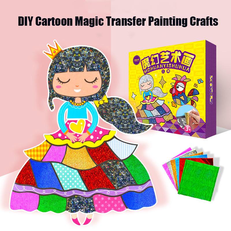 DIY Cartoon Magical Transfer Painting Crafts for Kids Arts and Crafts Toys Children Creative Educational Learning Drawing Toys