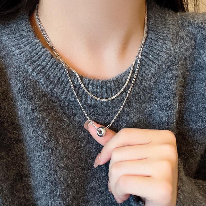 Japansk og koreansk stil geometrisk titanstål halskjede - kvinners kragebenskjede samling