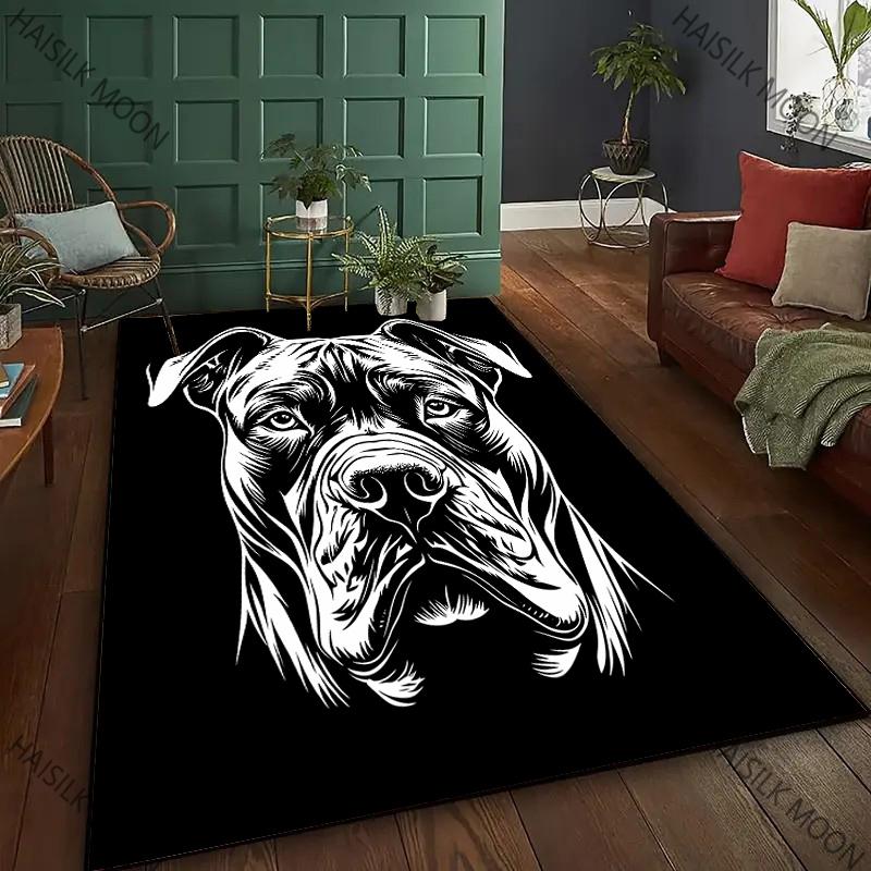 Nový ! APBT Americký Bully Pitbull Psi Tištěný Koberec, Obývací Pokoj Ložnice Kancelář Velkoplošné Koberce, Protiskluzová Strojově Pratelná Podložka