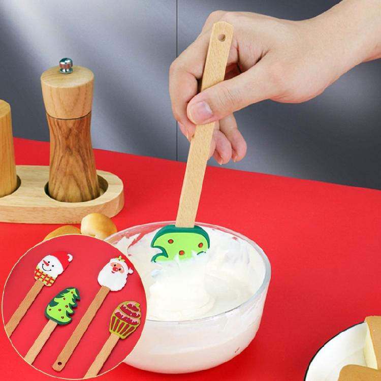 Non-Stick Spatula Xmas Theme Snowman Santa Claus Tree Shape For Baking Tools