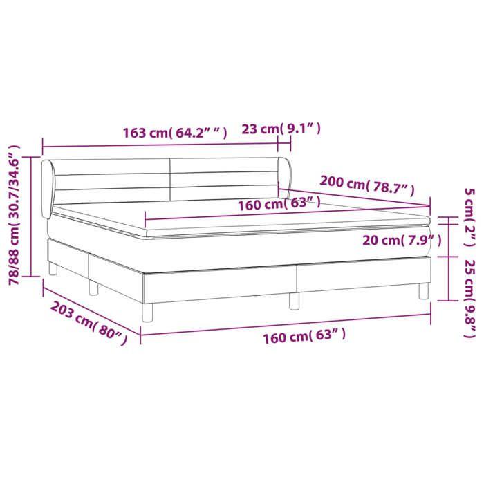 3126895 vidaXL Lit à sommier tapissier avec matelas Noir 160x200 cm Tissu