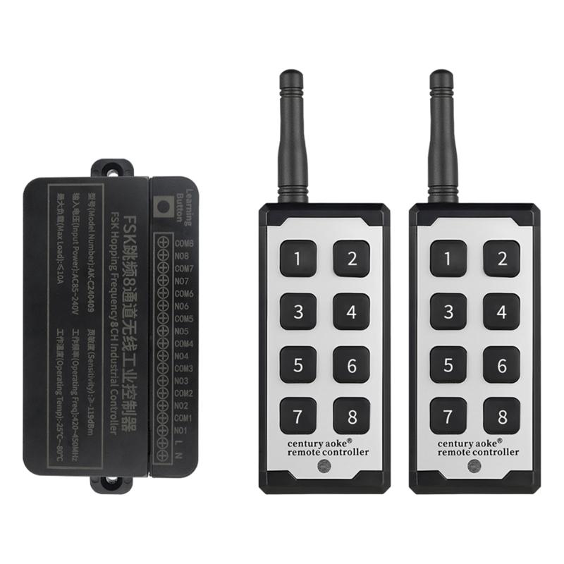 8 Way Wireless Remote Controller AC85~240V Adaptive Wide Voltages for Motor Fan Lamp and Roller Door Long Ranged