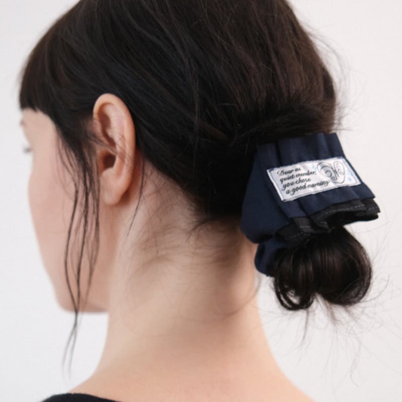 Ne Rory Layered Pleats Scrunchie (navy+black)