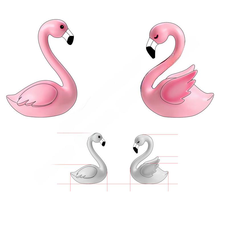 Decorative Pvc Flamingo Ornament Keychain Cake Topper Small Landscape Figurine