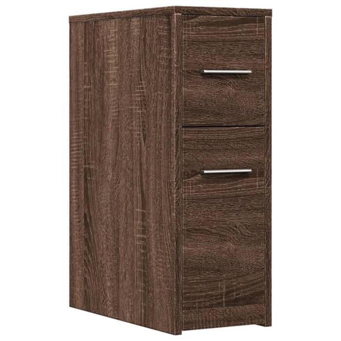 VidaXL Armoire de salle de bain étroite avec roulettes chêne marron, armoire de salle de bain haute, rangement de salle de 855283