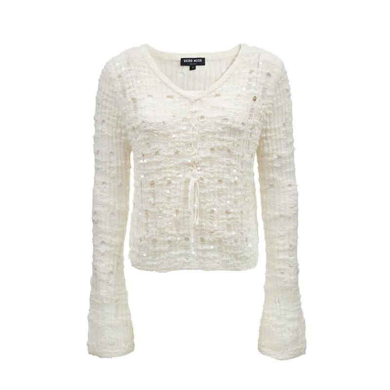 VEROMODA Women's Sequin V-Neck Knit Two-Piece Set