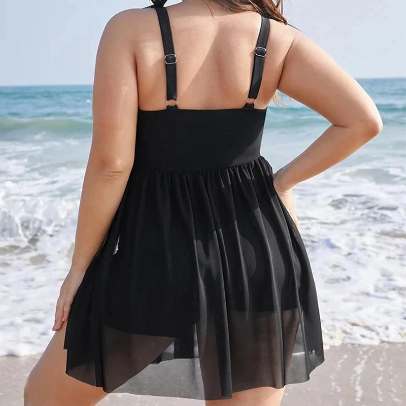 2024 Floral Plus Size One-Piece Swimsuit for Women - Skirt Style