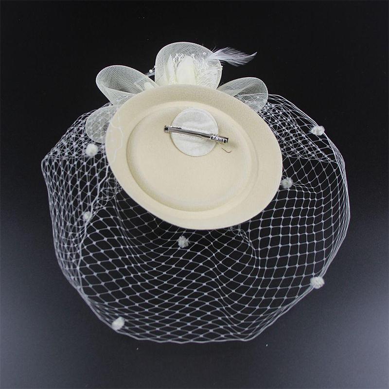 Feather Veil Headband With Lace Flower Women Elegant Hat Headwear Hairpinsfascinating Wedding Party Hair Clip